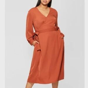 Beautiful wrap, burnt orange dress